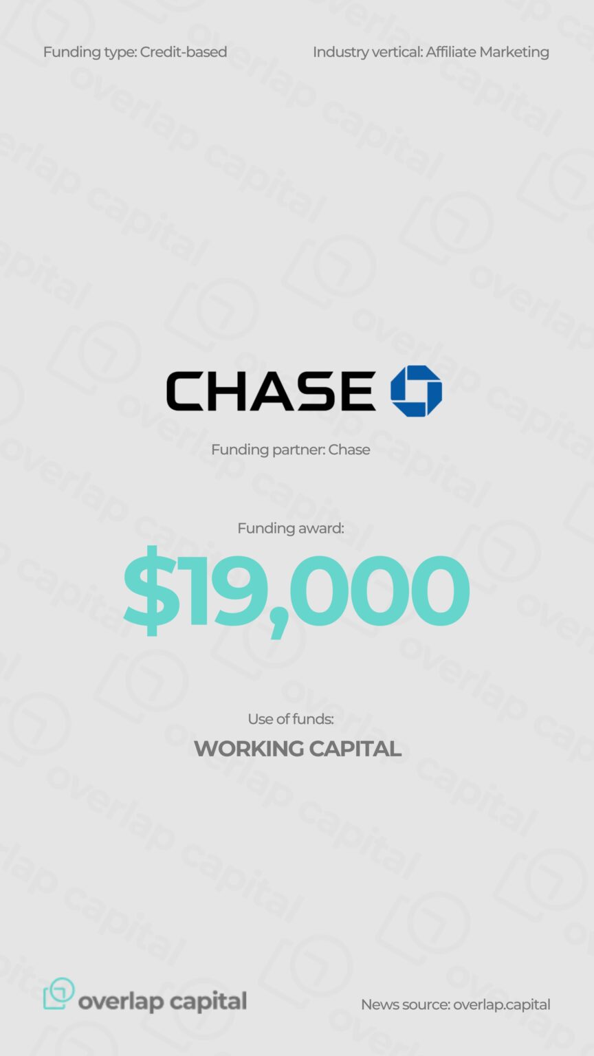$19,000 Credit-Based Working Capital Award Fuels Growth for Affiliate Marketing Firm—Backed by Chase Bank and Overlap Capital