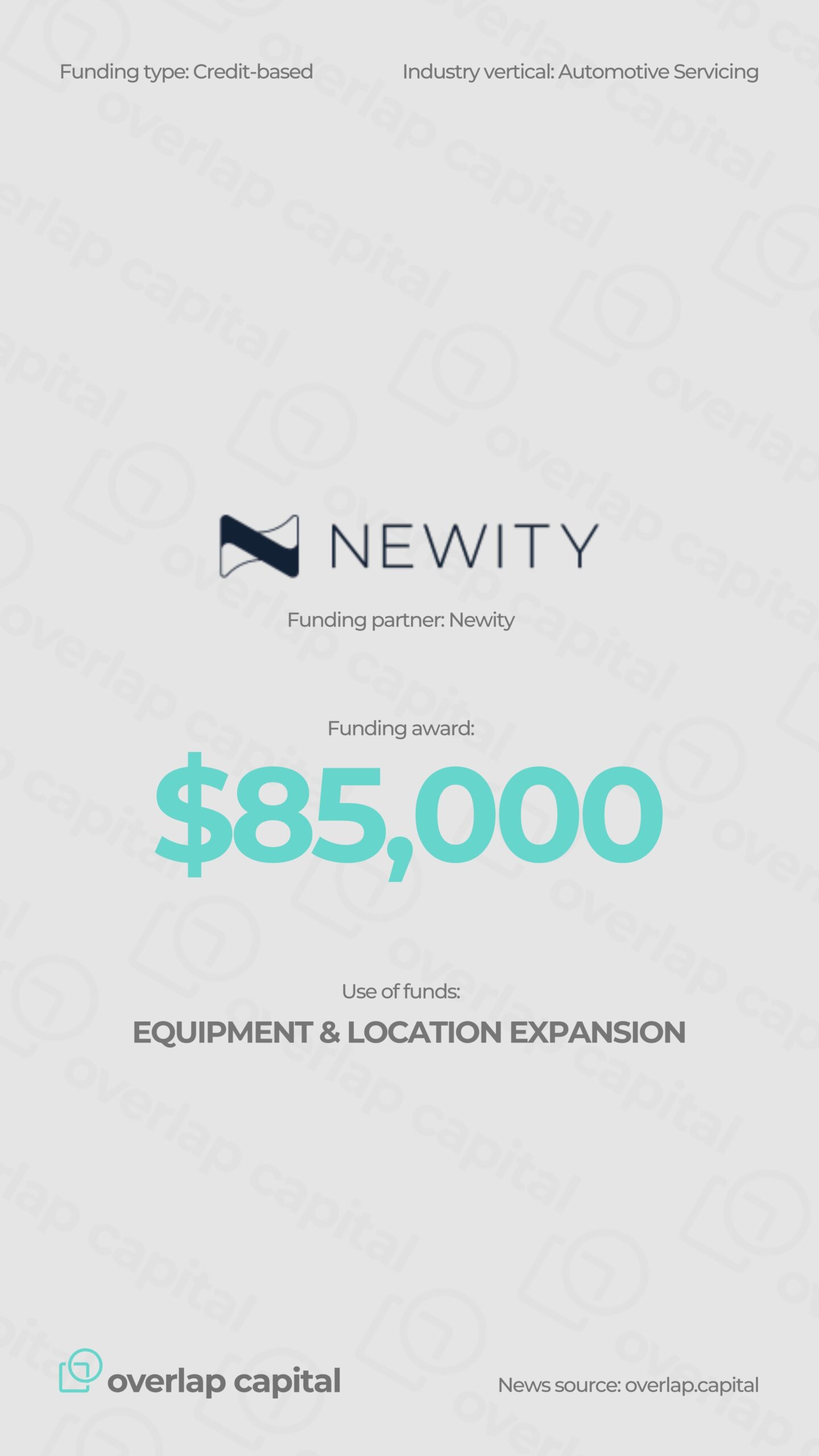 $85K Revenue-Based Award Powers Equipment & Expansion for Texas Auto Servicing Business—Backed by Newity and Overlap Capital