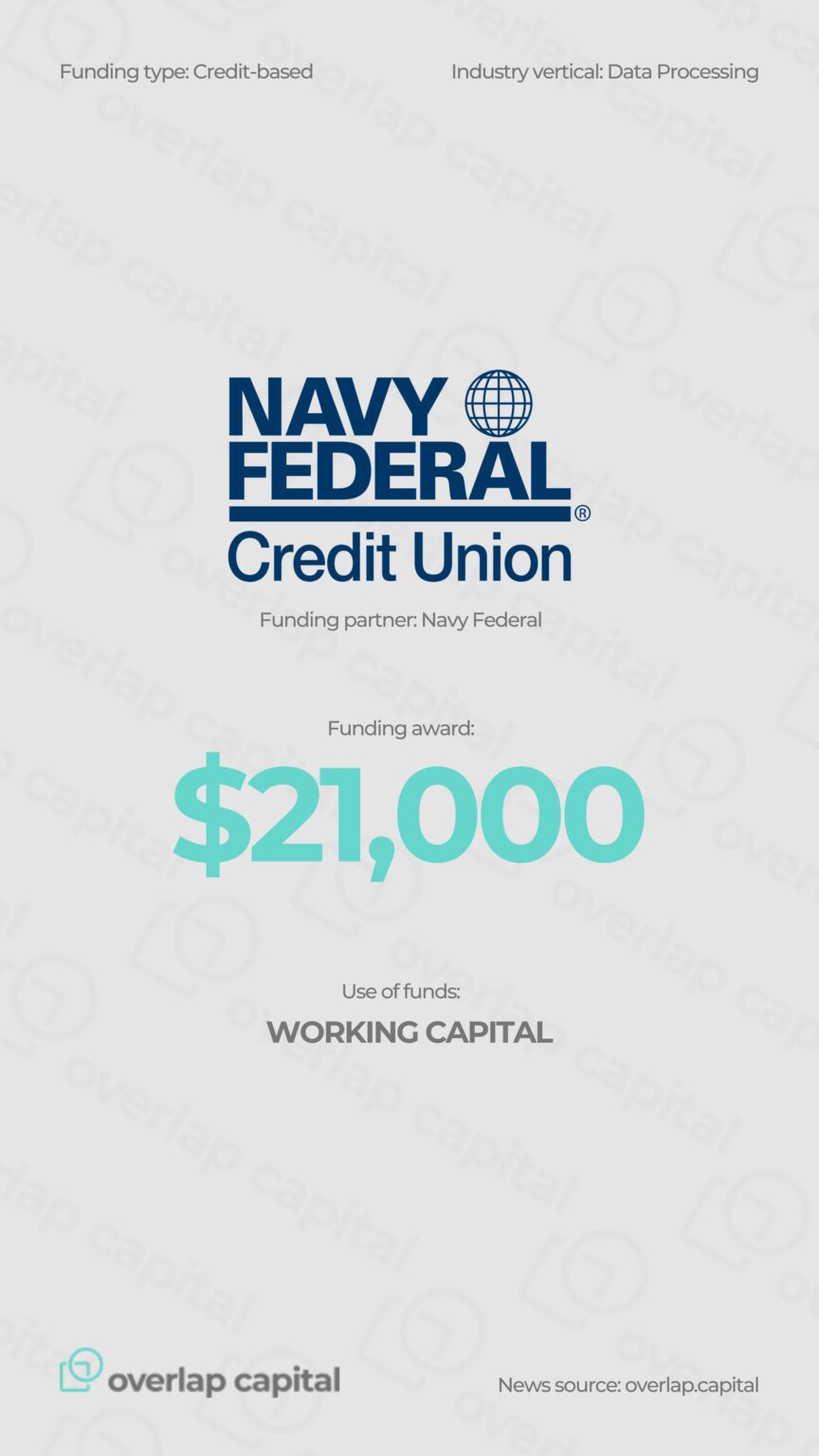 $21K Credit-Based Working Capital Awarded to Texas Data Processing Startup—Funded by Navy Federal, Secured by Overlap Capital