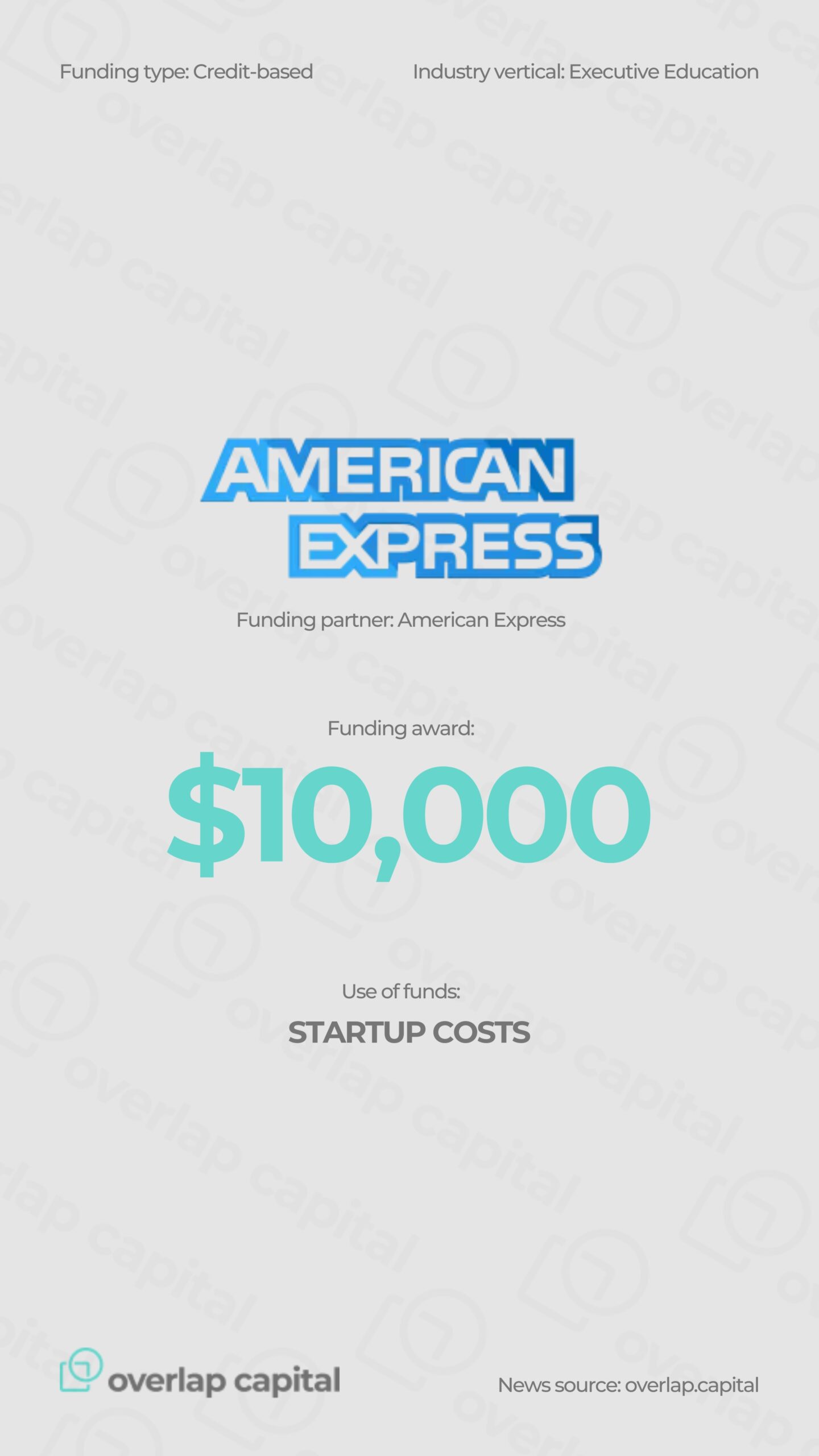 $10K Credit-Based Award Fuels Executive Education Startup—Backed by American Express and Delivered by Overlap Capital